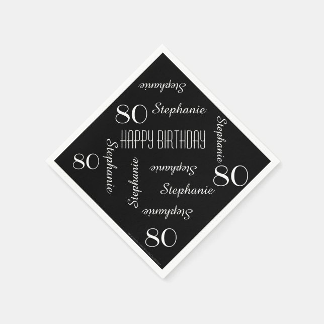 Serviette Jetable Papier, 80e anniversaire fête de répétition noms (Coin)