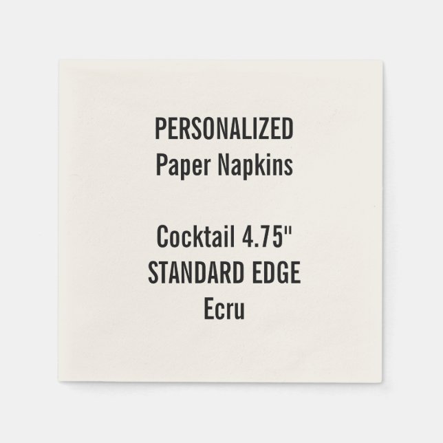 Serviette Jetable Papier à cocktails Ecru standard personnalisé serv (Devant)