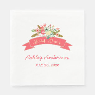 Serviette Jetable Papier à Fête des mariées Floral Rustique