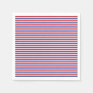 Serviette Jetable Papier à rayures rouge, blanc et bleu