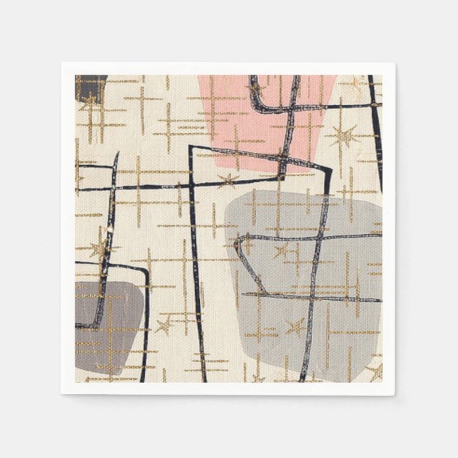 Serviette Jetable Papier Abstrait moderne du milieu du siècle (Devant)