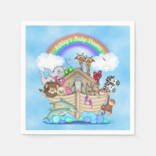 Serviette Jetable Papier Baby shower en arche customisé Noah's