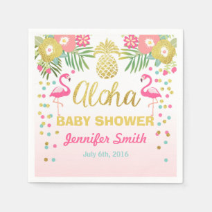 Serviette Jetable Papier Baby shower Flamant rose Aloha Tropical Nap