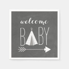 Serviette Jetable Papier Baby shower Tipi blanc