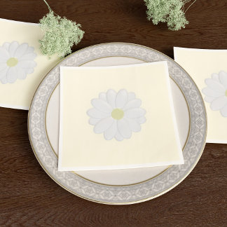 Serviette Jetable Papier blanc Fleur Faisy