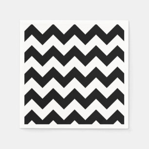 Serviette Jetable Papier Chevron noir et blanc