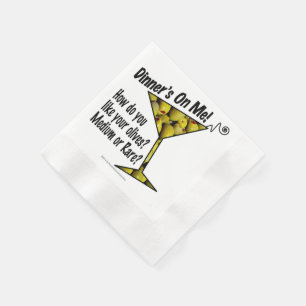 SERVIETTE JETABLE PAPIER COCKTAIL NAPKIN, MOYEN, OLIVES RARES MARTIN