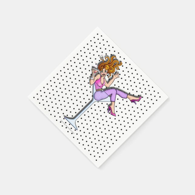 SERVIETTE JETABLE PAPIER COCKTAIL NAPKINS - FILLE EN VERRE MARTINI 1 (Coin)