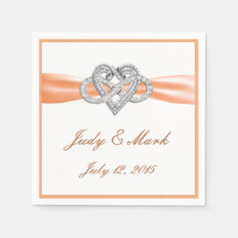 Serviette Jetable Papier Coeur Orange Personnalisé Infinité