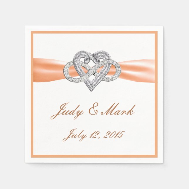 Serviette Jetable Papier Coeur Orange Personnalisé Infinité (Devant)
