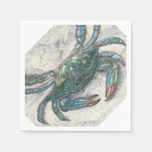Serviette Jetable Papier de crabe bleu