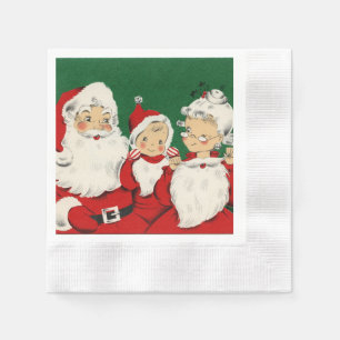 Serviette Jetable Papier de Noël de la famille Père Noël vintage Nap