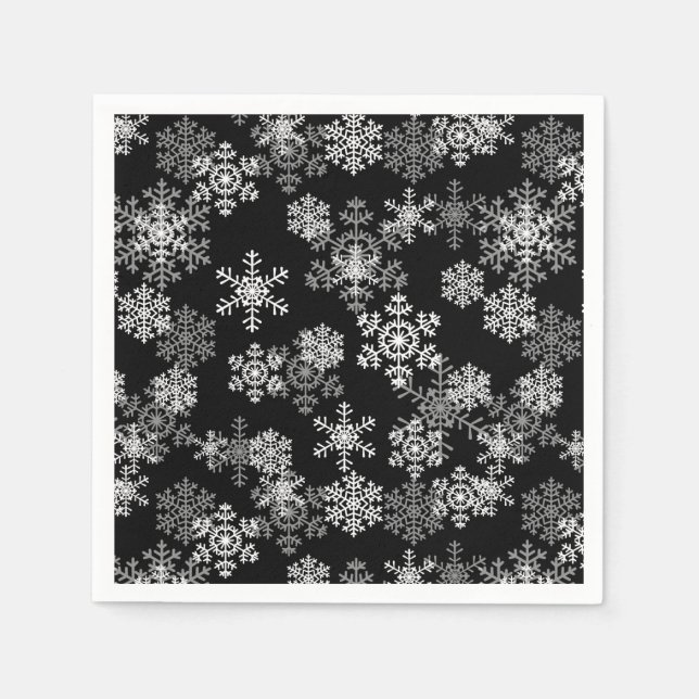 Serviette Jetable Papier de Noël serviettes-flocons de neige (Devant)