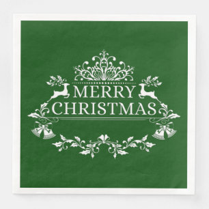 Serviette Jetable Papier de Noël vert et blanc