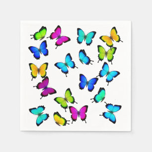 Serviette Jetable Papier de papillons tropicaux colorés Napkin