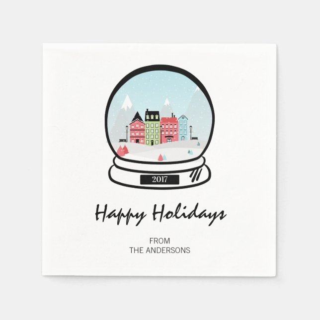 Serviette Jetable Papier de vacances Winter Snow Globe (Devant)