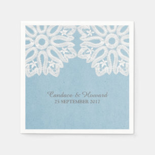 Serviette Jetable Papier dentelle bleu élégant