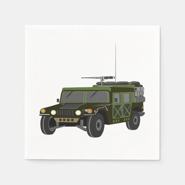 Serviette Jetable Papier Hummer militaire (Devant)