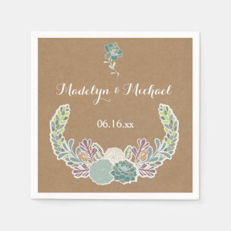 Serviette Jetable Papier Kraft Succulents Papier Mariage serviettes