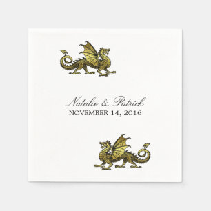 Serviette Jetable Papier Mariage Dragon Or