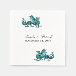 Serviette Jetable Papier Mariage Dragon turquoise