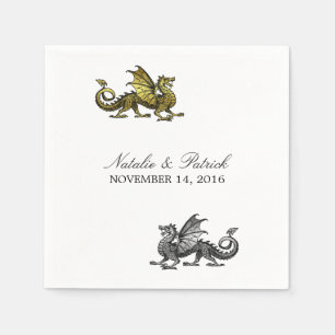 Serviette Jetable Papier Mariage Gold Silver Dragon