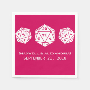 Serviette Jetable Papier Mariage Pink D20 Dice Gamer