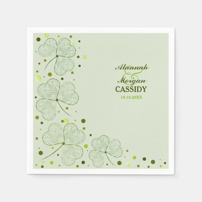 Serviette Jetable Papier Mariage Pois shamrock (Devant)
