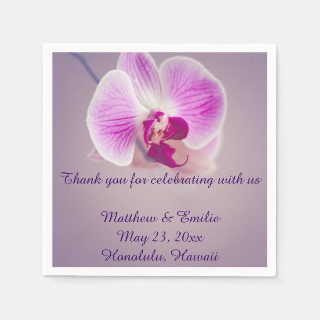 Serviette Jetable Papier Mariage violet orchidée (Devant)