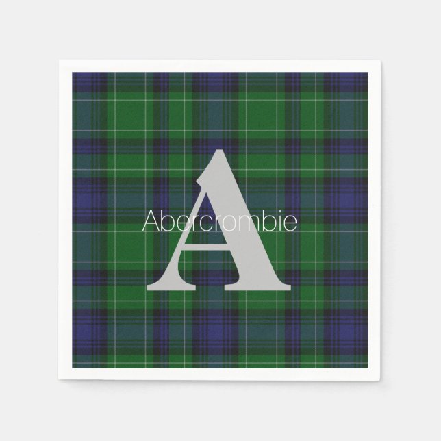 Serviette Jetable Papier Monogramme Abercrombie Clan Plaid (Devant)