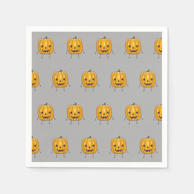 Serviette Jetable Papier Motif Citrouille Halloween Napkin (Devant)