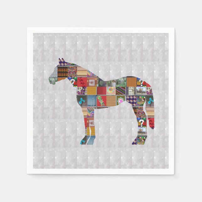 Serviette Jetable Papier Napkin - Cheval Race ART par Navin JOSHI (Devant)