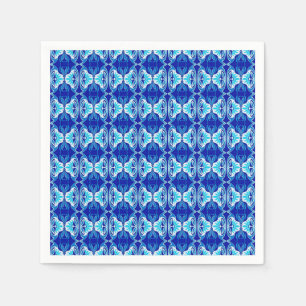 Serviette Jetable papier peint motif Art déco - bleu cobalt et blanc