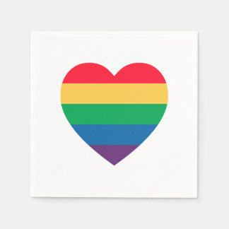 Serviette Jetable Papier Rainbow Heart Pride