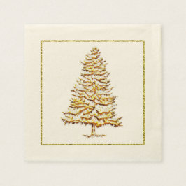 Serviette Jetable Papier serviette de Noël faux or arbre et contour