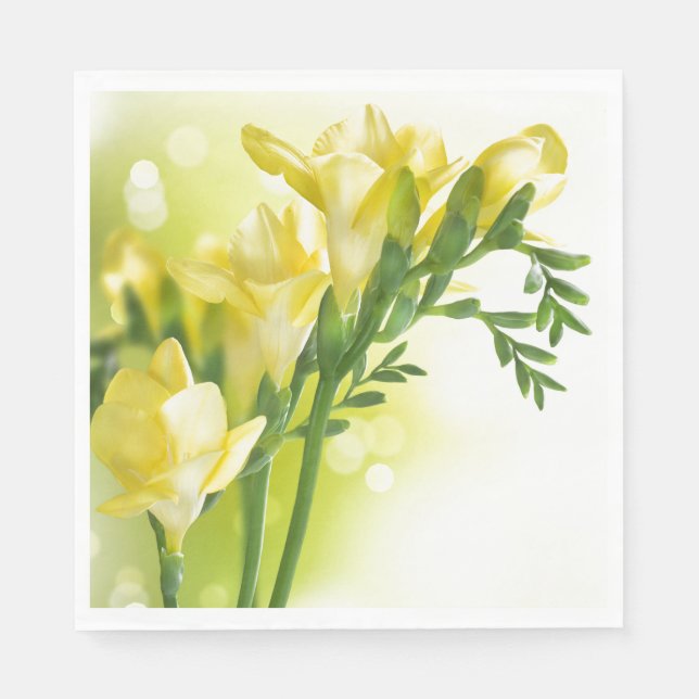 Serviette Jetable Papier Serviettes Jaune Freesias (Devant)