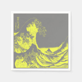 Serviette Jetable Papier serviettes La Grande Vague Jaune & Gris