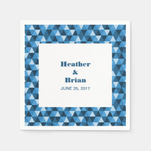 Serviette Jetable Papier triangles géométriques bleu