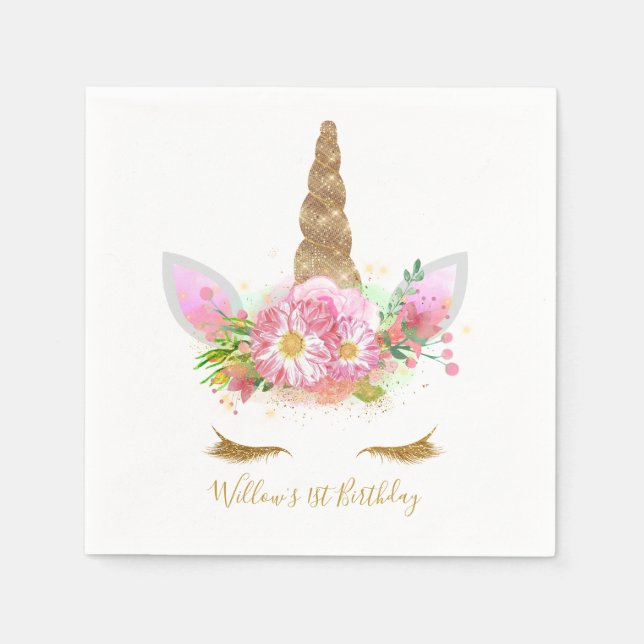 Serviette Jetable Papier visage Unicorne Napkin (Devant)