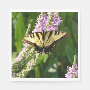 Serviette Jetable Papillon à queue d'hirondelle sur des fleurs sauva