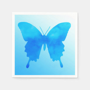 Serviette Jetable Papillon aquarelle - Nuances de bleu ciel