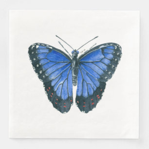 Serviette Jetable Papillon bleu Morpho aquarelle peinture