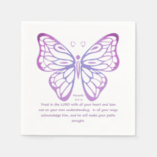 Serviette Jetable Papillon d'inspiration d'écriture sainte de 3:5,6