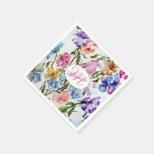 SERVIETTE JETABLE PAPILLONS LUNATIQUES ET FLEURS