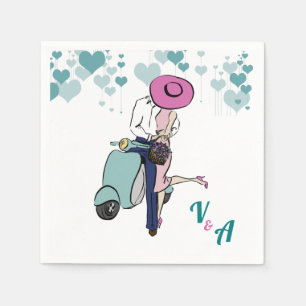 Serviette Jetable Paramètre de table Vespa Couple vintage
