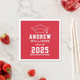 Serviette Jetable Parti de graduation moderne Red Custom 2025