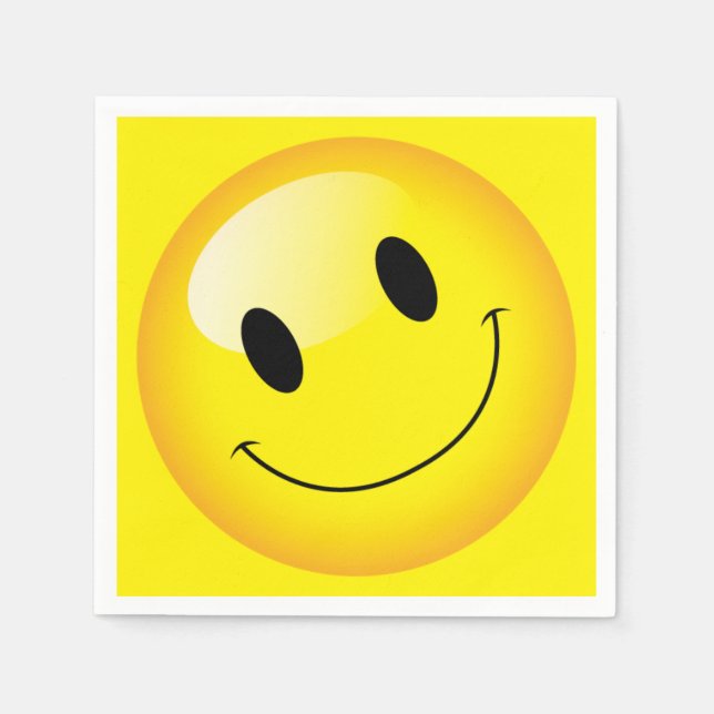 Serviette Jetable Parti Emoji Joyeux Emoticon Happy Face (Devant)
