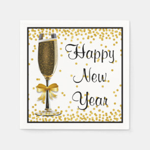 Serviette Jetable Partie d'Ève de bonne année de Champagne de