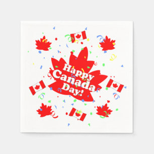 Serviette Jetable Partie heureuse de jour du Canada