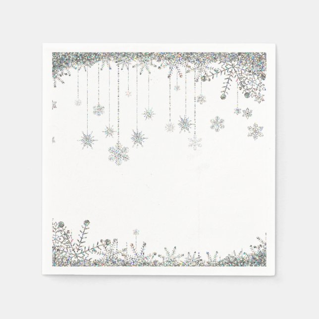 Serviette Jetable Parties scintillant d'hiver Flammes de neige maria (Devant)
